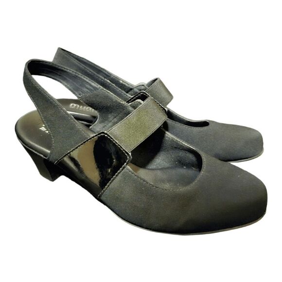 MUNRO "Ella" Fabric/Patent Slingback Pump - Size 6 1/2W - Picture 1 of 8
